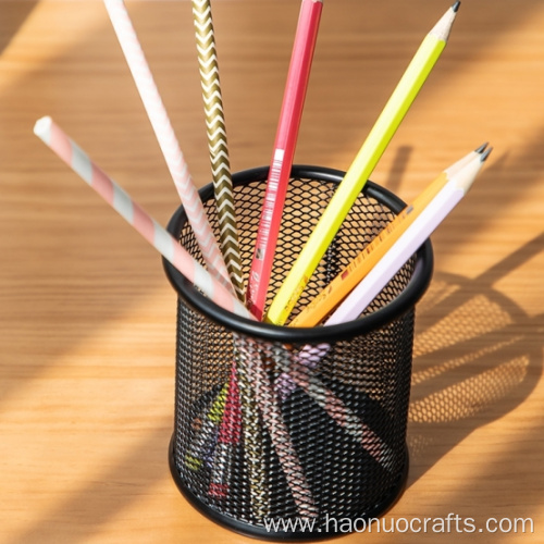 fashionable furnishings Circular Metal pen container